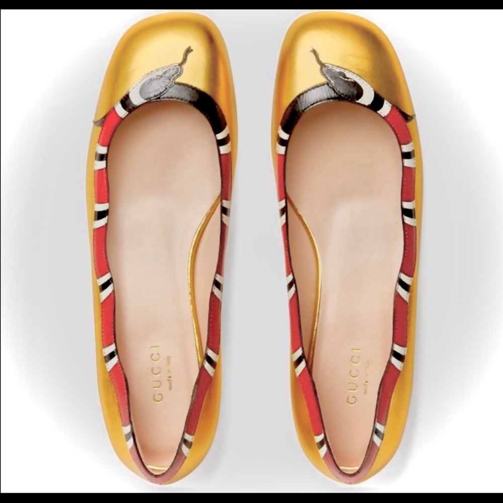 😍 GUCCI 🇮🇹❤️ Yoko Snake Print Flats 🤩